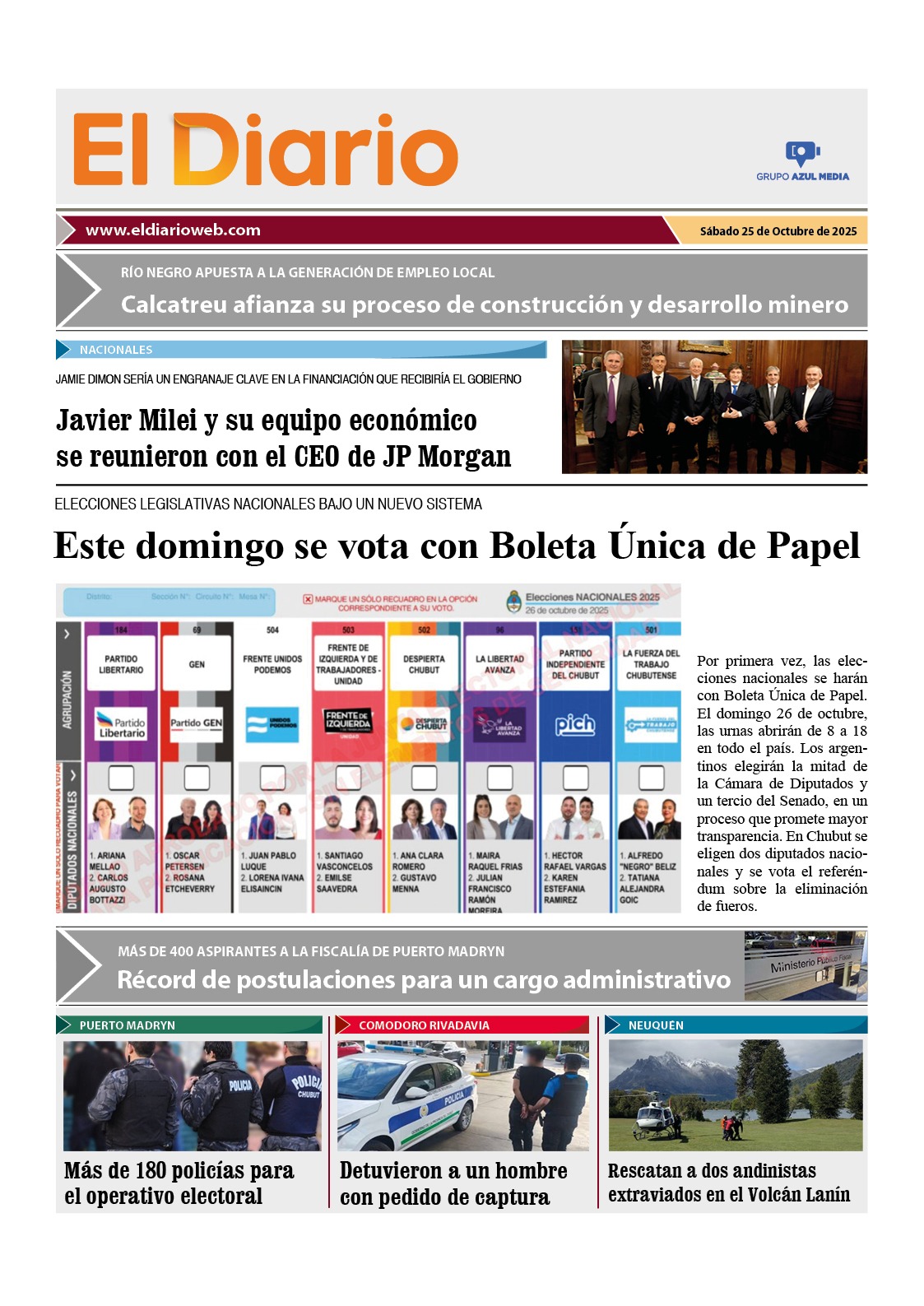 Tapa de El Diario WEB