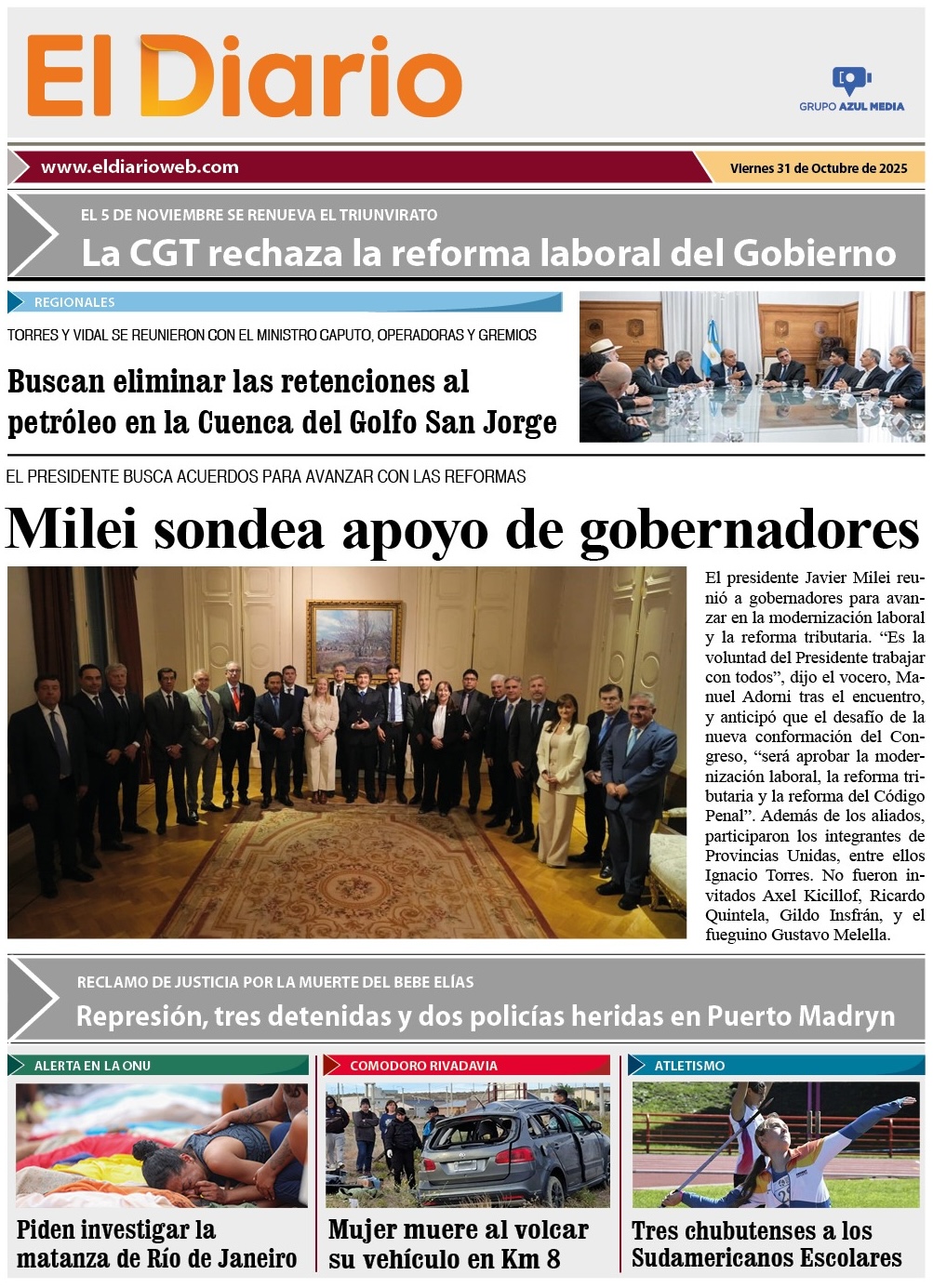 Tapa de El Diario WEB