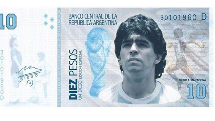 Proponen emitir billetes con la cara de Maradona