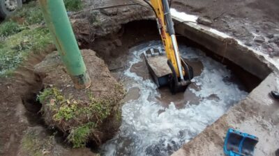 Playa Unión, Rawson, rotura de caño, SERVICIO SANITARIO, servicios públicos