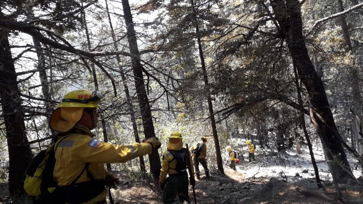 Más bomberos llegan para combatir el fuego en el Cerro Currumahuida