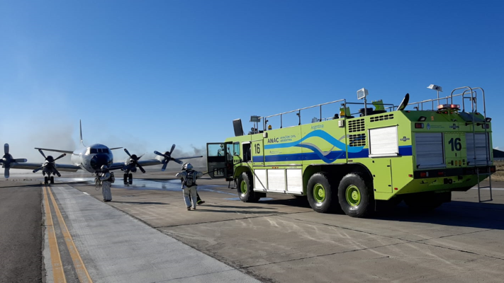 ANAC realizó un simulacro de emergencia aérea en el aeropuerto de Trelew