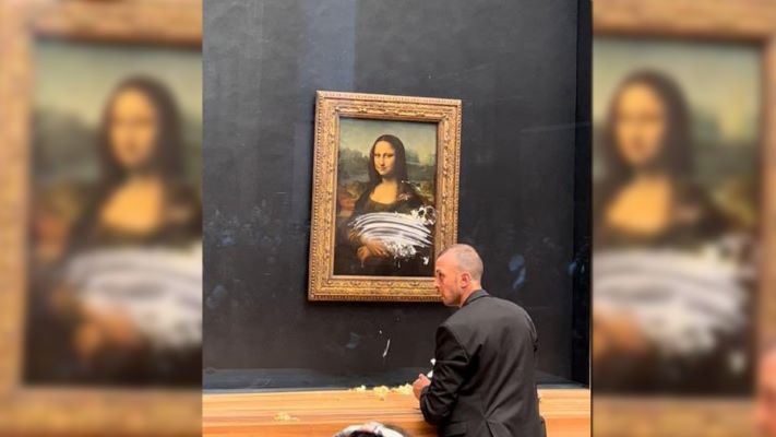 Lanzaron un tortazo a La Gioconda en el Museo del Louvre