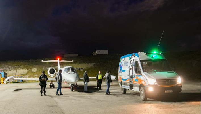emergencia sanitaria, evacuación aérea, Islas Malvinas, USHUAIA