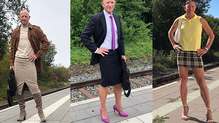 Un hombre heterosexual usa pollera y zapatos con taco por aburrirse de la ropa masculina