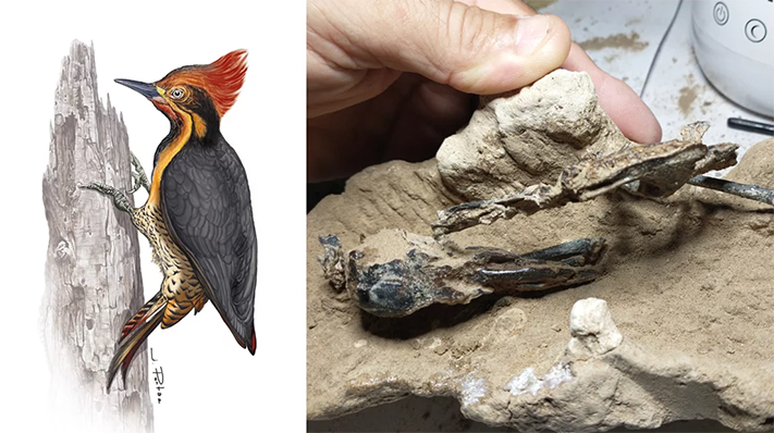 Hallaron un fósil de un pájaro carpintero de 200 mil años