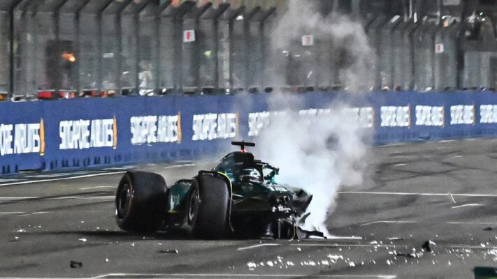 Singapur: tremendo choque de Stroll y una cerrada clasificación para Sainz