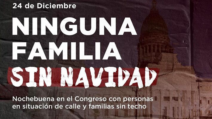 Habrá una cena solidaria en la Plaza Congreso por la Nochebuena
