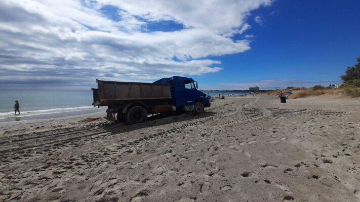 camión, Madryn, playa