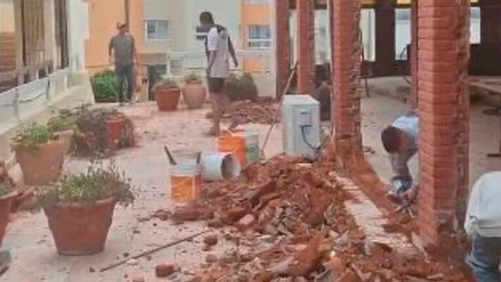 derrumbe, hotel Dubrovnik, obreros, trabajo, video, Villa Gesell