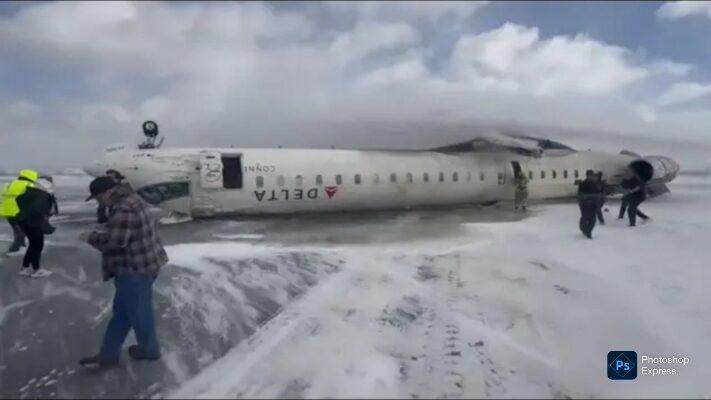 Avión, Toronto, Vuelco