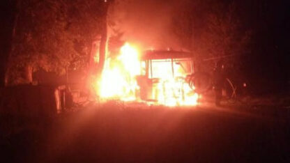 colectivo, incendio, Madryn