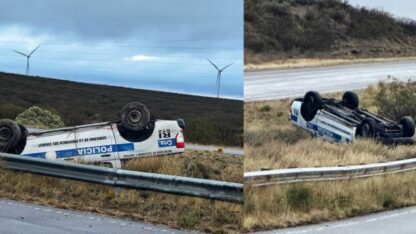 Transportaban un detenido y volcaron en la Ruta 3