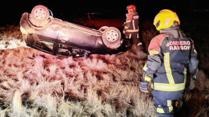 Vuelco en Ruta 25, entre Rawson y Trelew